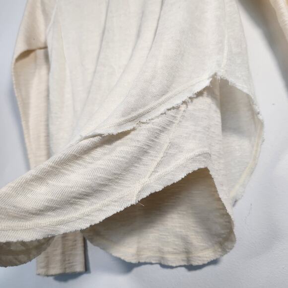 Free People We The Free Linen Blend Thermal Tee Top XS Cream Minimalist Boho - Picture 5 of 8